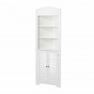 Bathroom Linen Tower Corner Storage Cabinet with 3 Open Shelves in White FREE SHIPPING
