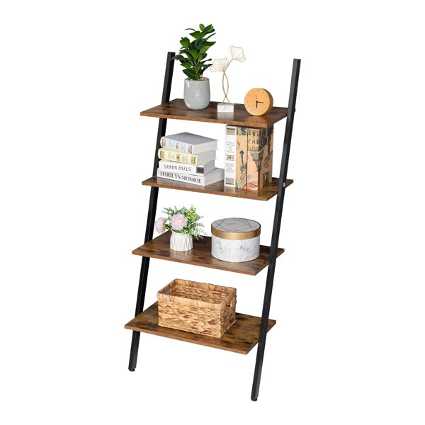 Industrial Ladder Shelf, 4-Tier Bookshelf, Storage Rack Shelves FREE SHIPPING