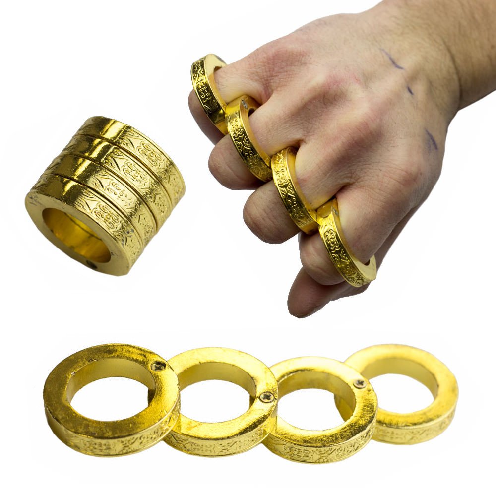 Kung Fu Finger Magic Golden Ring Self Defense Brass Knuckle Survival Tool FREE SHIPPING