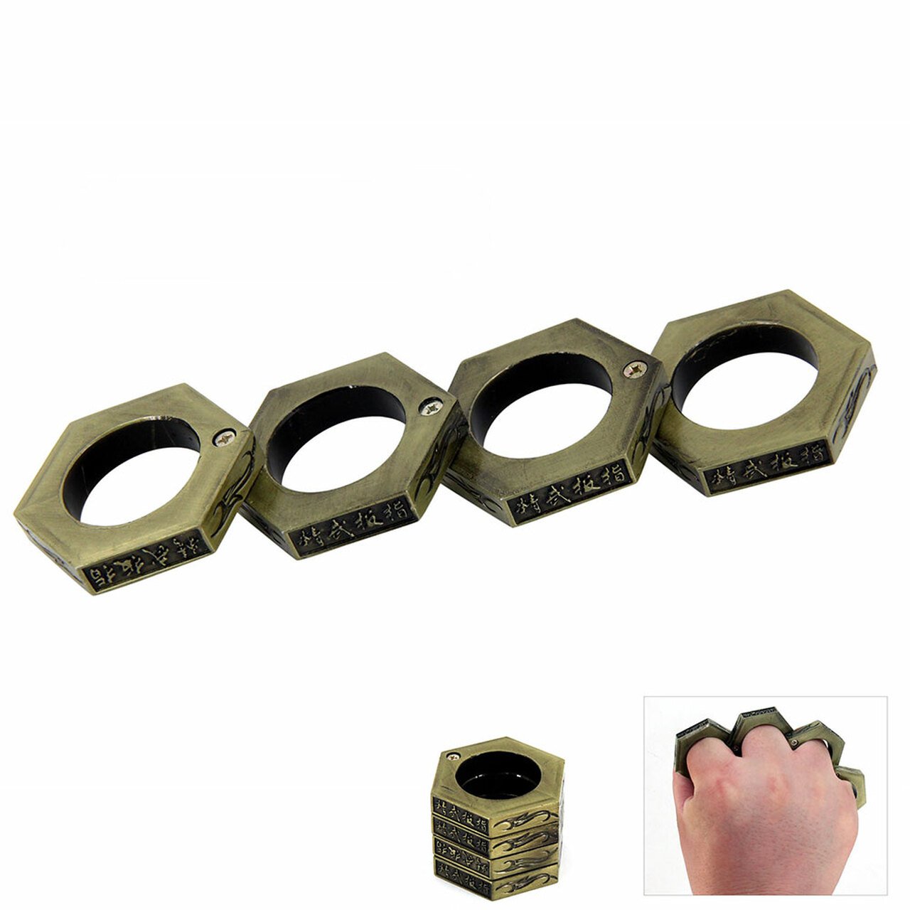 Hexagon Kung Fu Finger Magic Ring Self Defense Brass Knuckle Survival Tool FREE SHIPPING