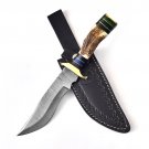 Cacophonous Forest Fixed Blade Clip Point Damascus Outdoor Hunting Knife | Hunt For Life