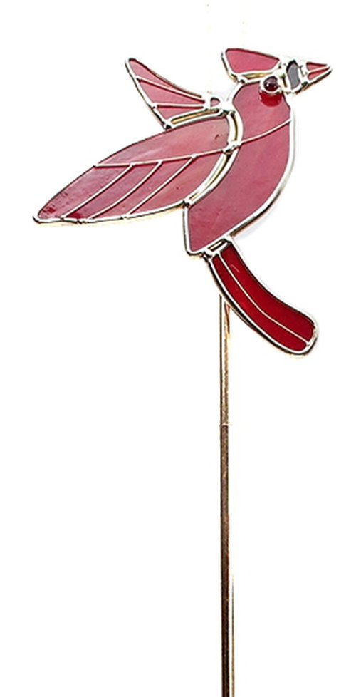 Cardinal Art Glass Garden Stake FREE SHIPPING
