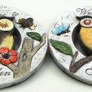 Owl Cement Garden Stone set of 2 FREE SHIPPING