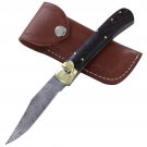 Dark Wood Lullaby Damascus Clip Point Automatic Switchblade Lever Lock Knife FREE SHIPPING