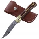 Cinnamon and Cayenne Damascus Clip Point Automatic Switchblade Lever Lock Knife FREE SHIPPING
