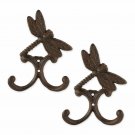 Cast Iron Dragonfly Wall Hooks - Set of 2 FREE SHIPPING