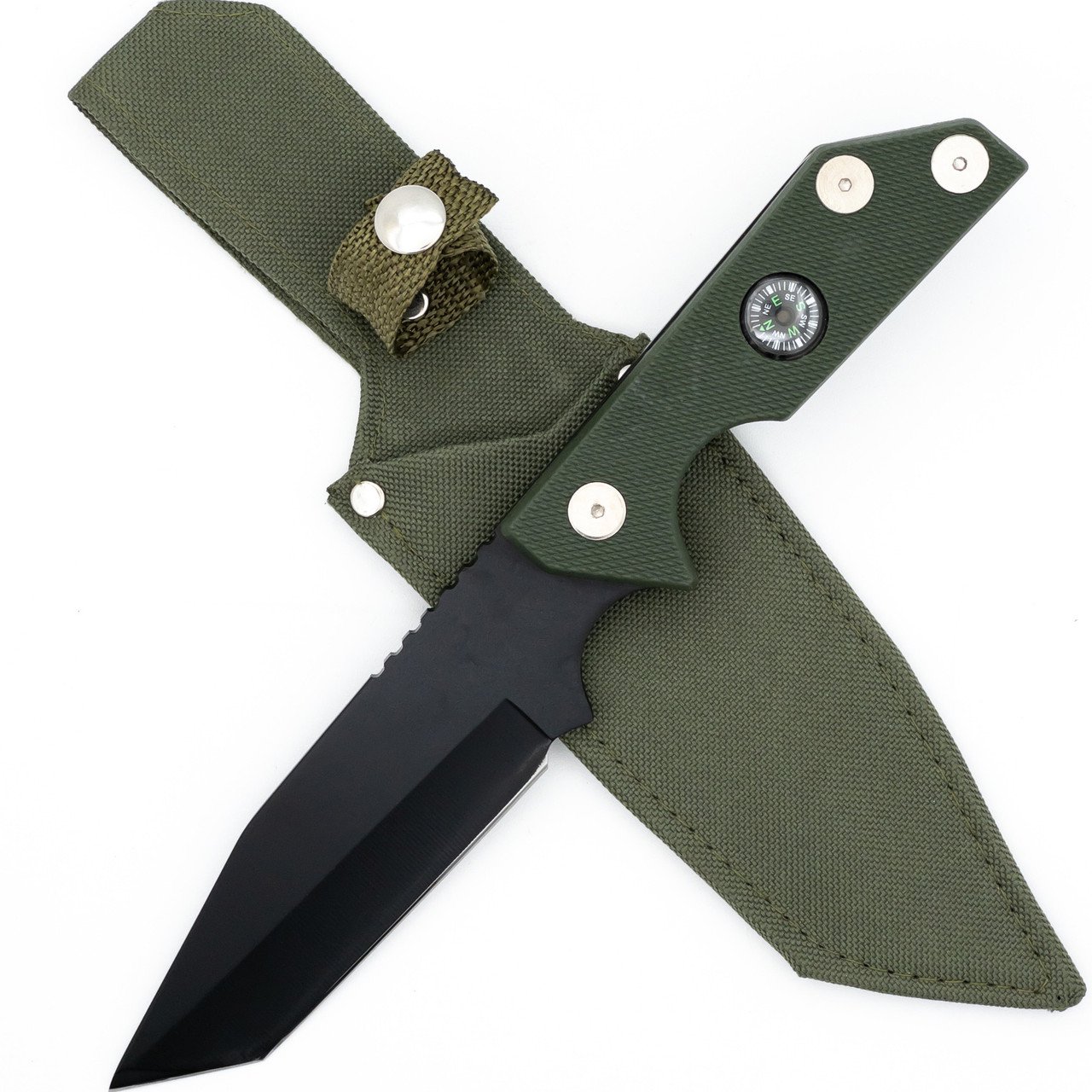 Heavily Wooded Tanto Survival Hunting Knife with Compass FREE SHIPPING