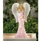 Solar Light-Up Pink Rose Angel Garden Statue FREE SHIPPING