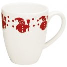 Waechtersbach Holiday George Caffelatte Cups, Set of 4, White with Cherry Snowman