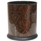 Allure Home Creations Persia Burgundy Decal Ceramic with Metal Base Wastebasket Allure Home Creations Persia Burgundy Decal Ceramic with Metal Base Wastebasket