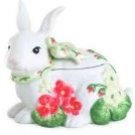 FITZ AND FLOYD GERANIUM RABBIT LIDDED BOX FITZ AND FLOYD GERANIUM RABBIT LIDDED BOX