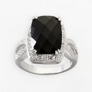 Sterling Silver Diamond & Onyx Ring Sterling Silver Diamond & Onyx Ring