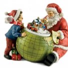MusicBox Kingdom 53018 Santa and a Child Watch The Train Scene Move on The Globe Music Box
