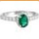 Amazon Collection 10k White Gold Created Emerald and Diamond Ring