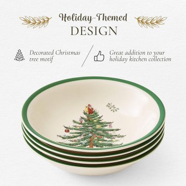 Spode Christmas Tree Green Trim Ascot Cereal Bowl Set of 4 Four