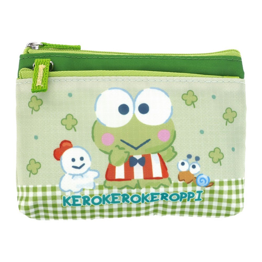 Sanrio Kerokerokeroppi Two-Zip Pouch bag coin purse cards case Frog