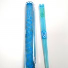 Japanese Bird 18cm Chopsticks Set with Travel Carry Case Blue with Beautful Floral Pattern Prints