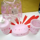 Sanrio Hello Kitty Bathroom Set - Mouthwash Cup, Soap Dispenser & Dish Sanrio Hello Kitty Bathroom Set - Mouthwash Cup, Soap Dispenser & Dish