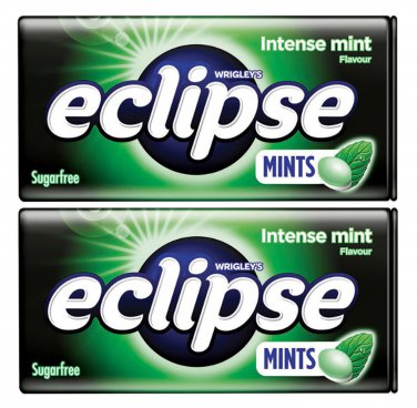 2 x Eclipse Sugarfree Mints - Intense Mint, 34g, Strong Fresh Breath