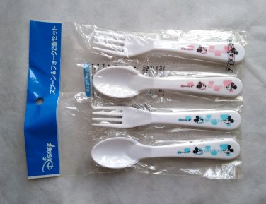 Disney Mickey & Minnie Mouse Fork & Spoon Set - Bento Accessories for Kids