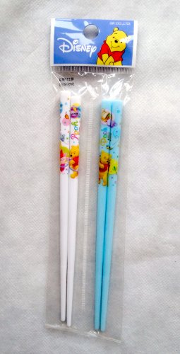 Disney Winnie the Pooh Blue & White Chopsticks Set - 2 Pairs for Children