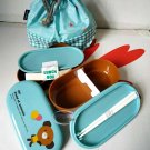 Japanese Bear 2-Tier Bento Lunchbox – Includes Fork, Chopsticks, Belt & Bag