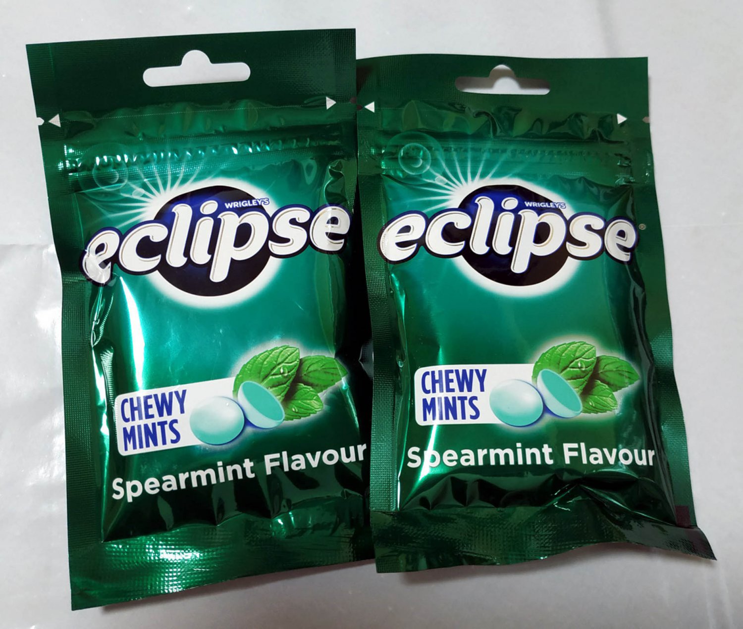 2 x Wrigley's Eclipse Chewy Mints Spearmint Flavor Candy 45g
