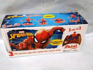 Zaini Marvel Spiderman Chocolate Surprise Eggs - 3 Pack with Mini Toy Figures