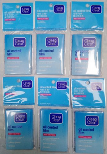 6-Pack Clean & Clear Oil Control Films, 60 Sheets - Anti-Sebum Blotting Paper for Oil Absorption
