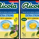 2 x Ricola Extra Strong Icy Lemon Swiss Herb Lozenges - Sugar-Free Drops Candy 40g (80g Total)