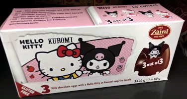 Zaini Hello Kitty & Kuromi Chocolate Surprise Eggs &acirc;�� 3-Pack with Mini Toys New