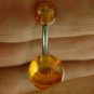 Natural Baltic Amber Belly Button Navel Ring, 316L Surgical Steel