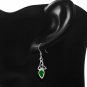 Celtic Trinity Triquetra Sterling Silver Earrings, set w Green CZ
