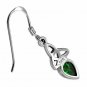 Celtic Trinity Triquetra Sterling Silver Earrings, set w Green CZ