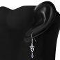 Long Celtic Trinity Triquetra Sterling Silver Earrings, w Amethyst CZ