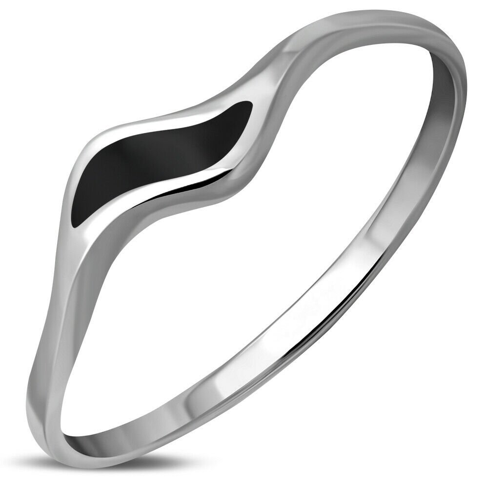 Simple Black Onyx Silver Ring, Mix US Size, 925 Solid Sterling Silver, r497