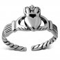 Twisted band Silver Claddagh Toe Ring, 925 Plain Solid Sterling Silver