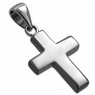 Small & Thick Simple Plain Silver Cross Pendant, 925 Solid Sterling Silver