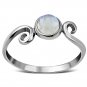 Delicate Silver Spiral Ring, w Rainbow Moonstone, MIX US SIZE, Solid Silver