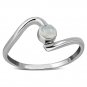 Rainbow Moonstone Twisted Silver Ring, Size 4 US, 925 Solid Sterling Silver