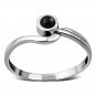 Delicate Black Onyx Stone Silver Ring, MIX US SIZE, Solid Sterling Silver