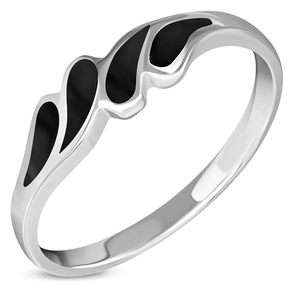 Black Onyx Drops Silver Ring, Mix US Size, 925 Solid Sterling Silver