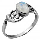Ethnic Rainbow Moonstone Silver Ring, MIX US Size, Solid Sterling Silver