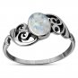 Ethnic Rainbow Moonstone Silver Ring, MIX US Size, Solid Sterling Silver