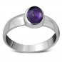 Simple Band Amethyst Stone Silver Ring, MIX US SIZE, Solid Sterling Silver