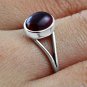 Simple Garnet Stone Silver Ring, Size 6 US, 925 Solid Sterling Silver
