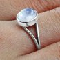 Simple Rainbow Moonstone Silver Ring, Size 9 US, 925 Solid Sterling Silver