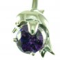 Dolphin Belly Button Ring, w Amethyst CZ, 316L Surgical Steel & Silver