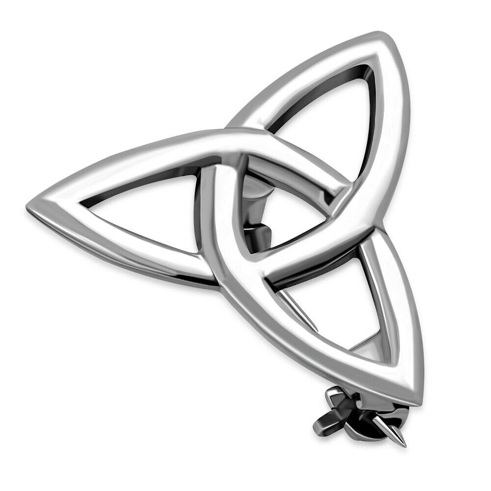 Celtic Trinity Silver Brooch, 925 Solid Sterling Silver, Irish Jewellery