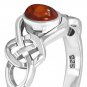 Celtic Knot Silver Ring, Mix US Size, w Baltic Amber, Solid Sterling Silver,